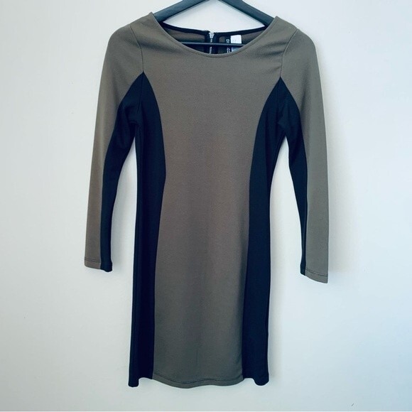 H&M Forest Green & Black Cocktail Date Night Bodycon Ribbed Mini Dress | Size: 8 - Picture 7 of 14